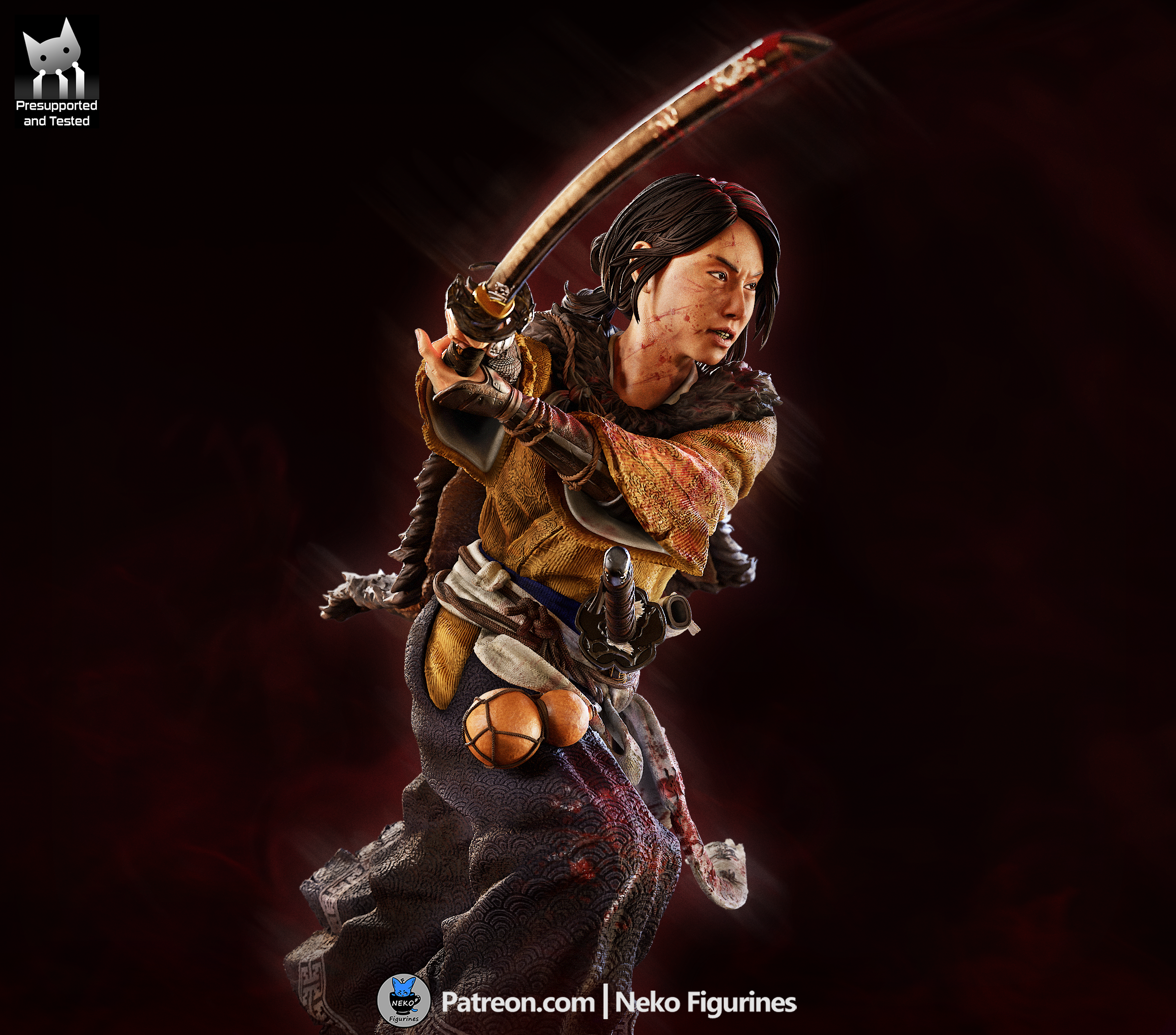 figurine atsu ghost of yotei, figurine samourai, figurine a peindre