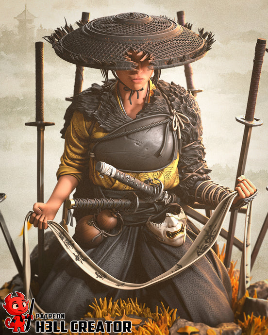 figurine Atsu ghost of Yotei, figurine Ghost of Yotei, Samourai, figurine a peindre