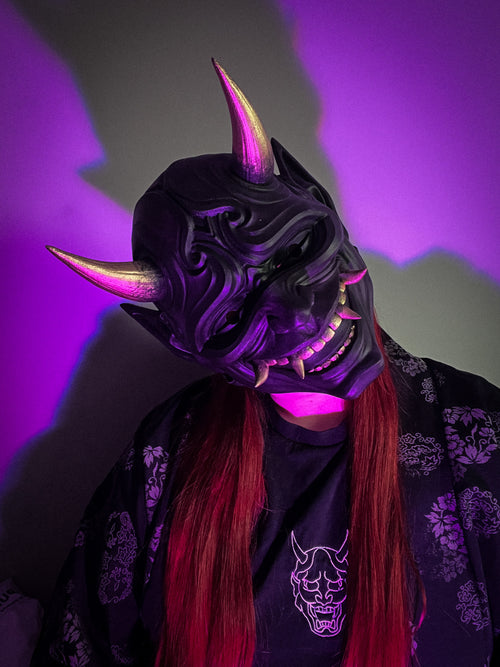 Masque oni, masque démon japonais, décoration japonaise, folklore japonais, japon traditionnel, Yokaï, Hannya, Daëlys Art