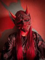 Masque oni, masque démon japonais, décoration japonaise, folklore japonais, japon traditionnel, Yokaï, Hannya, Daëlys Art