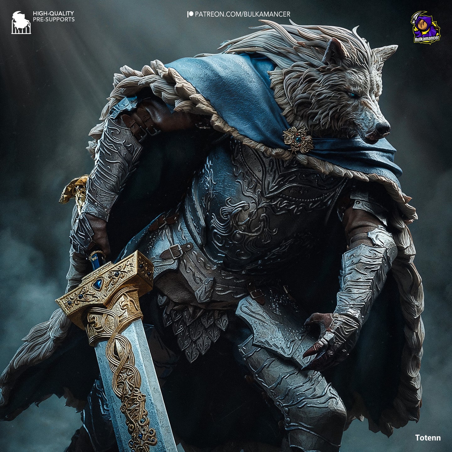 figurine blaidd, figurine chevalier loup, figurine dark souls