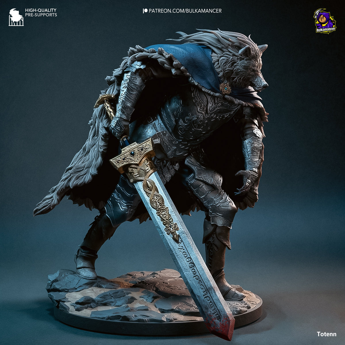 figurine blaidd, figurine chevalier loup, figurine dark souls