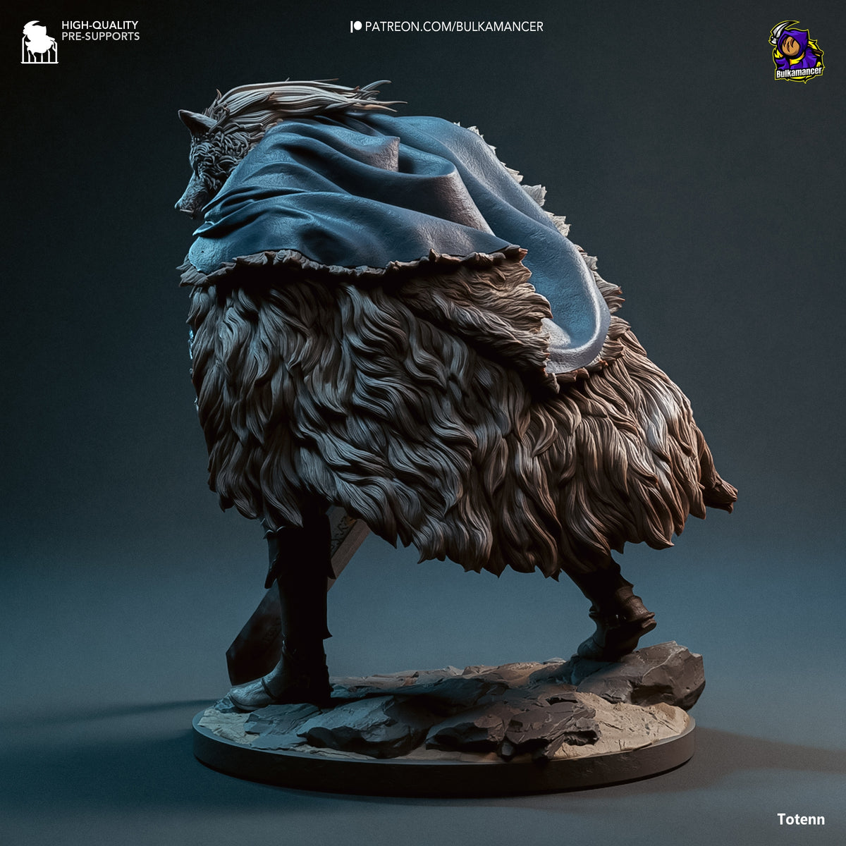 figurine blaidd, figurine chevalier loup, figurine dark souls