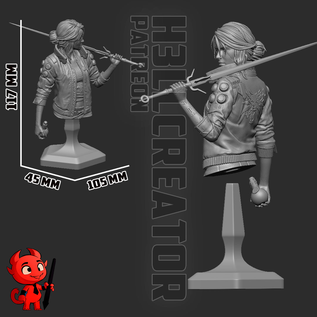 Figurine à peindre - Ciri version Cyberpunk 2077