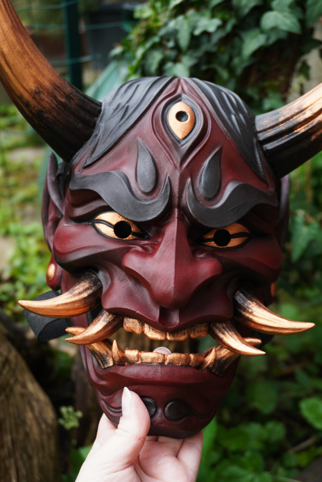 Masque Hannya, masque japonais, masque oni, yokaï, masque décoratif japonais, cosplay, décoration japonaise, Daëlys Art