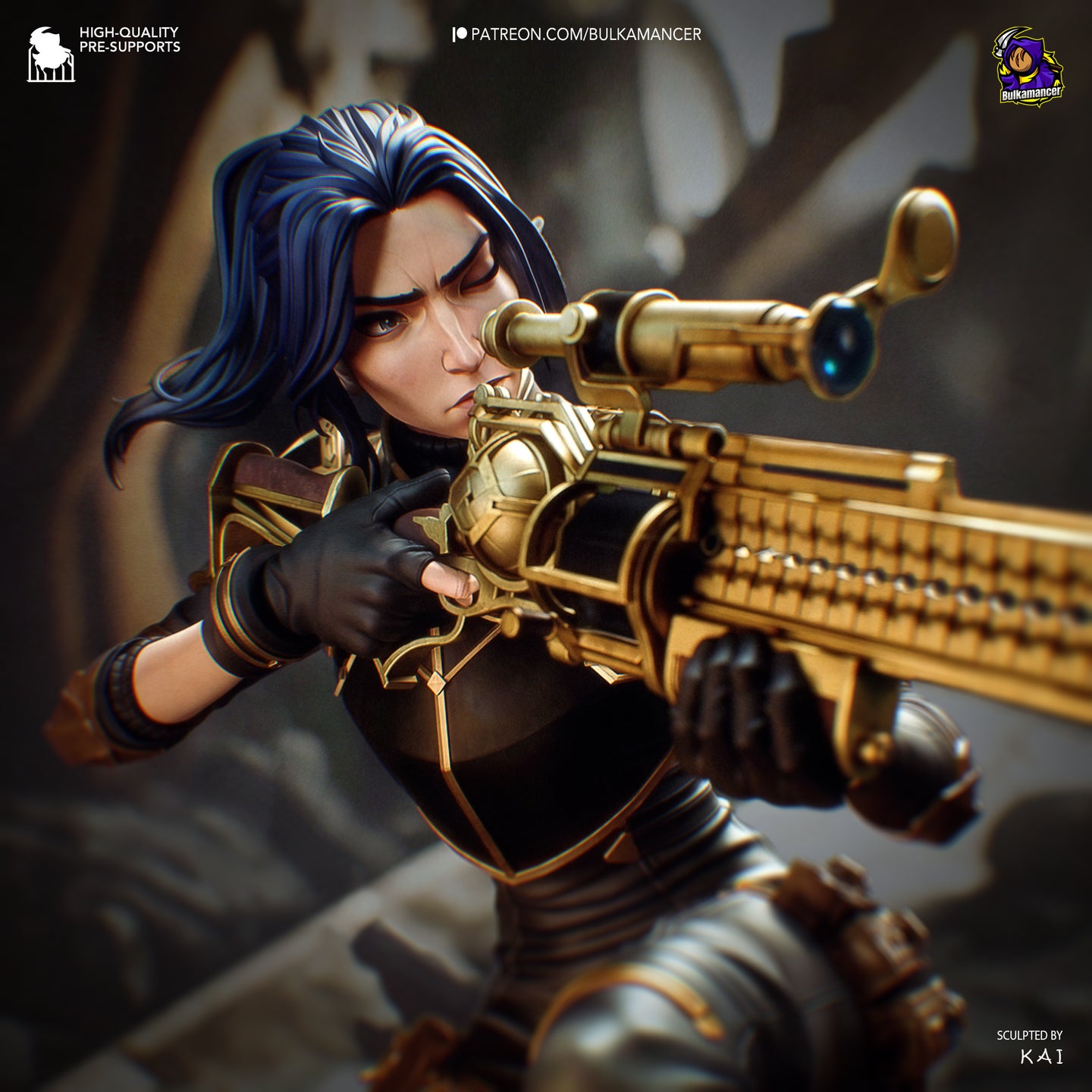 figurine caitlyn, figurine arcane, figurine a peindre, figurine en resine, jinx, vi