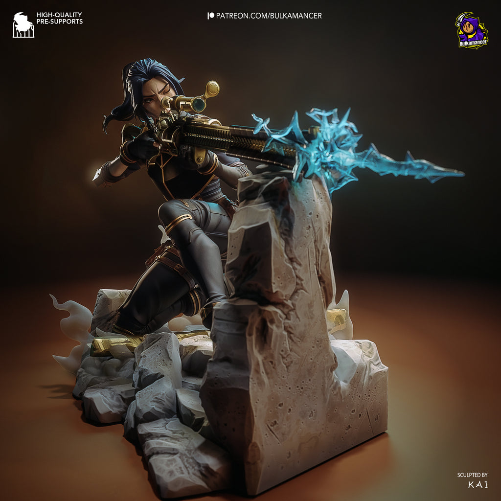 figurine caitlyn, figurine arcane, figurine a peindre, figurine en resine, jinx, vi