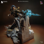 figurine caitlyn, figurine arcane, figurine a peindre, figurine en resine, jinx, vi
