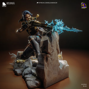 figurine caitlyn, figurine arcane, figurine a peindre, figurine en resine, jinx, vi