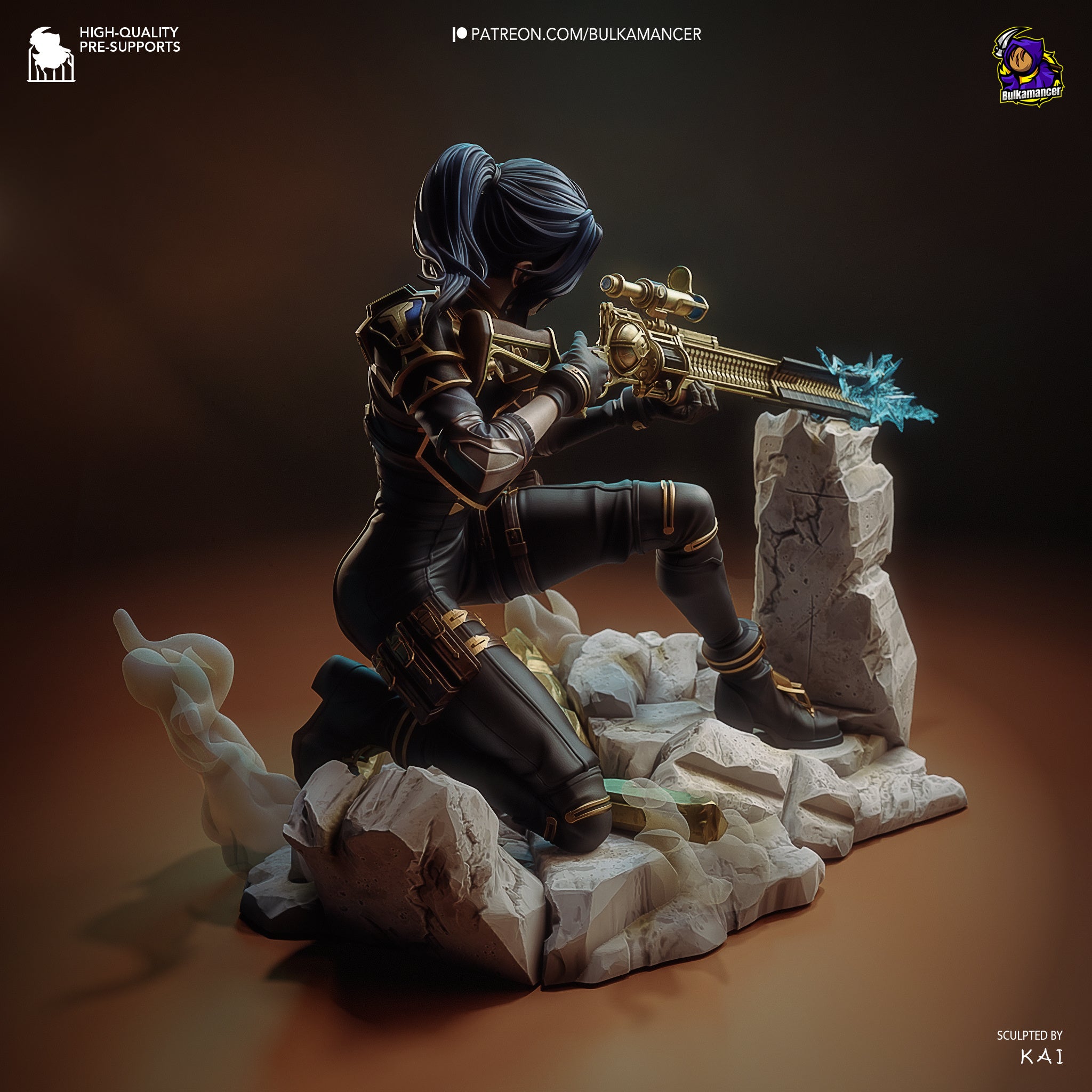 figurine caitlyn, figurine arcane, figurine a peindre, figurine en resine, jinx, vi