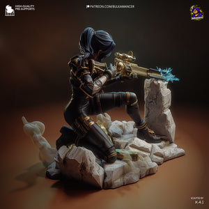 figurine caitlyn, figurine arcane, figurine a peindre, figurine en resine, jinx, vi