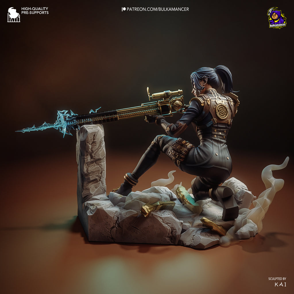 figurine caitlyn, figurine arcane, figurine a peindre, figurine en resine, jinx, vi