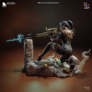 figurine caitlyn, figurine arcane, figurine a peindre, figurine en resine, jinx, vi