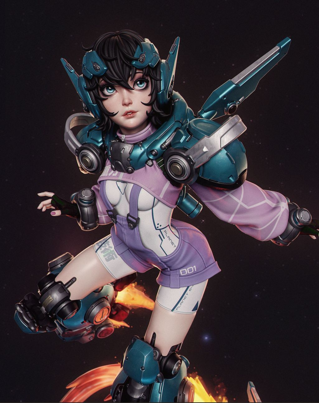 figurine a peindre, figurine de collection, figurine cyberpunk, figurine sci-fi, anime
