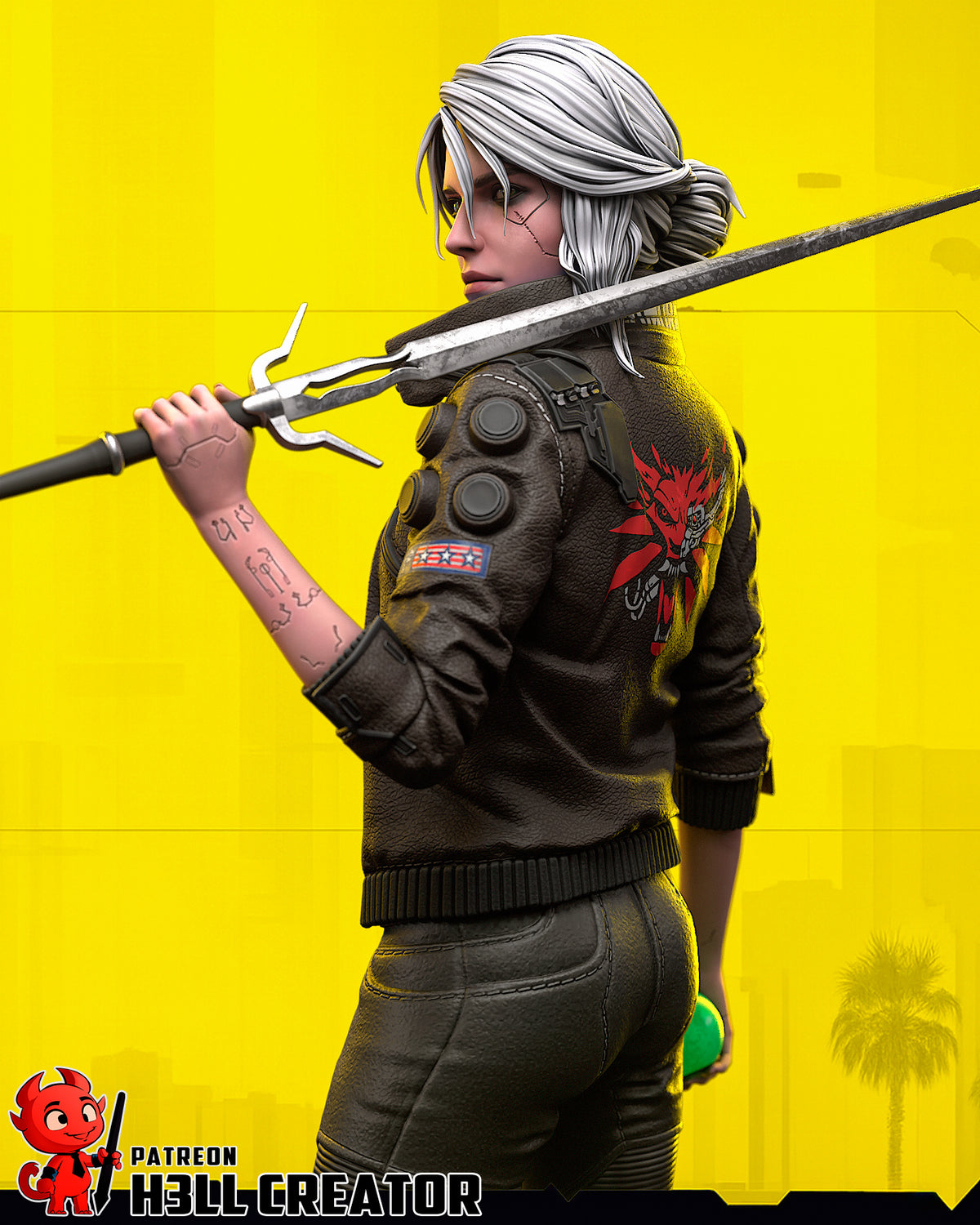 figurine a peindre, figurine V cyberpunk, samuraï, Jackie Wells, ciri the witcher