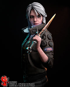 figurine a peindre, figurine V cyberpunk, samuraï, Jackie Wells, ciri the witcher