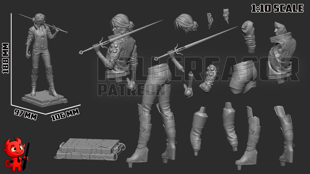 Figurine à peindre - Ciri version Cyberpunk 2077