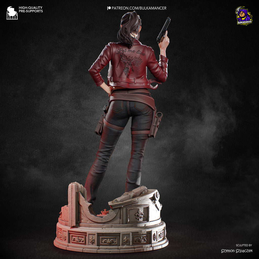 figurine claire redfield, figurine resident evil 2, figurine leon s kennedy, figurine a peindre