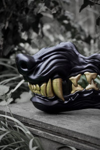 Masque oni, masque démon japonais, décoration japonaise, folklore japonais, japon traditionnel, Yokaï, Hannya, Daëlys Art, mempo, samouraï