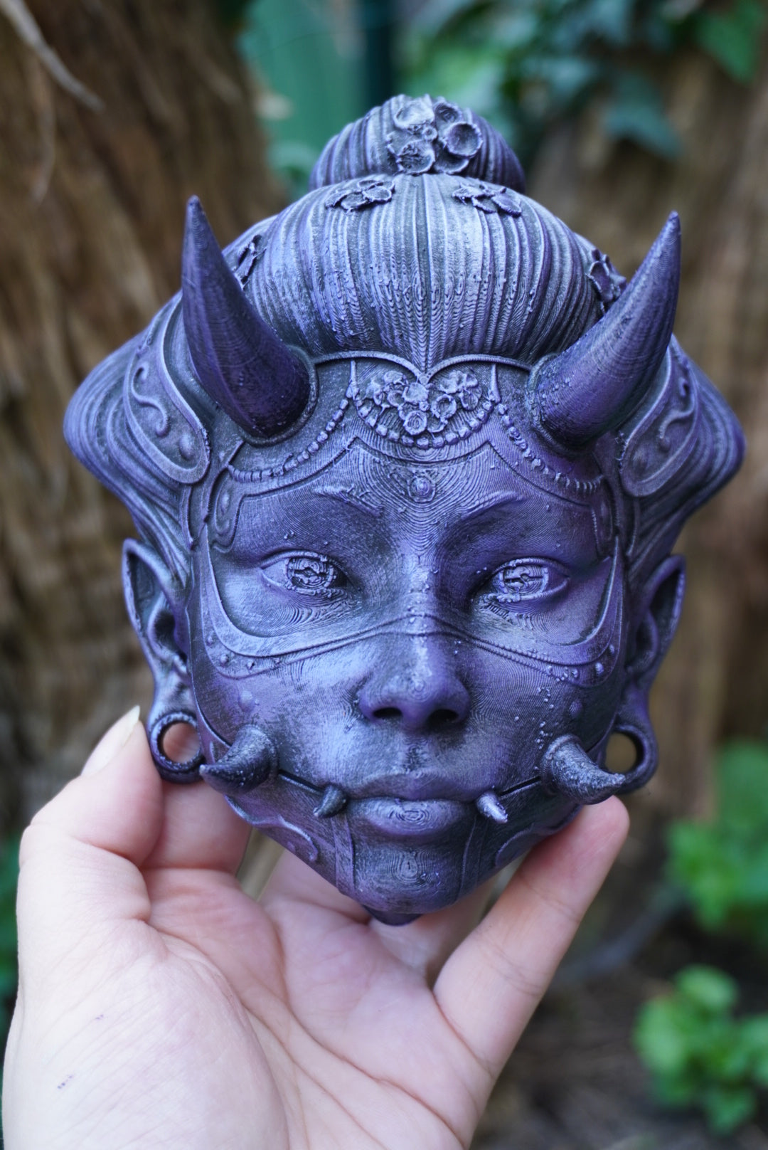 Oni, Geisha, masque japonais, cyberpunk, masque cyberpunk, masque traditionnel japonais, Daëlys Art