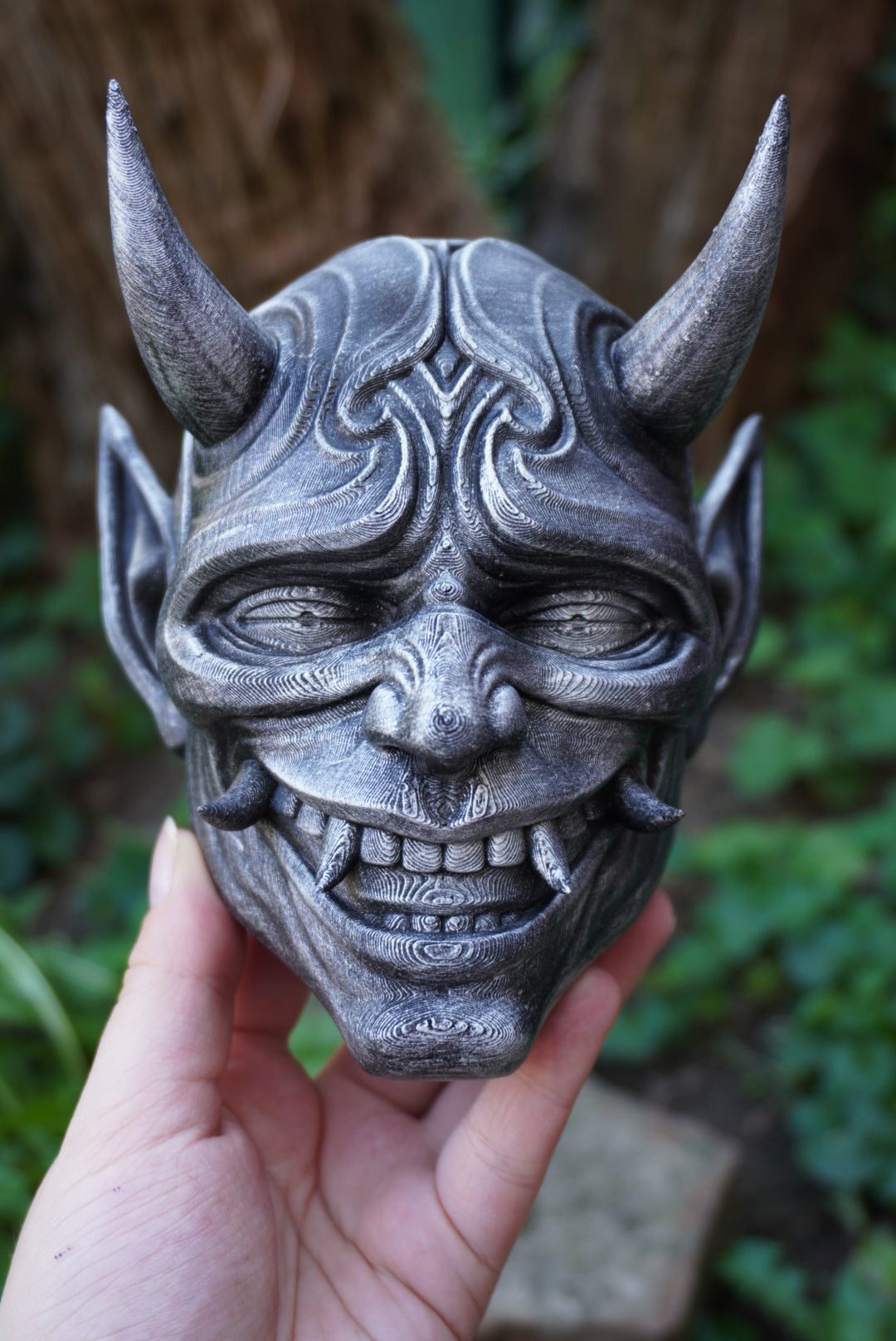 Masque oni, masque démon japonais, décoration japonaise, folklore japonais, japon traditionnel, Yokaï, Hannya, Daëlys Art