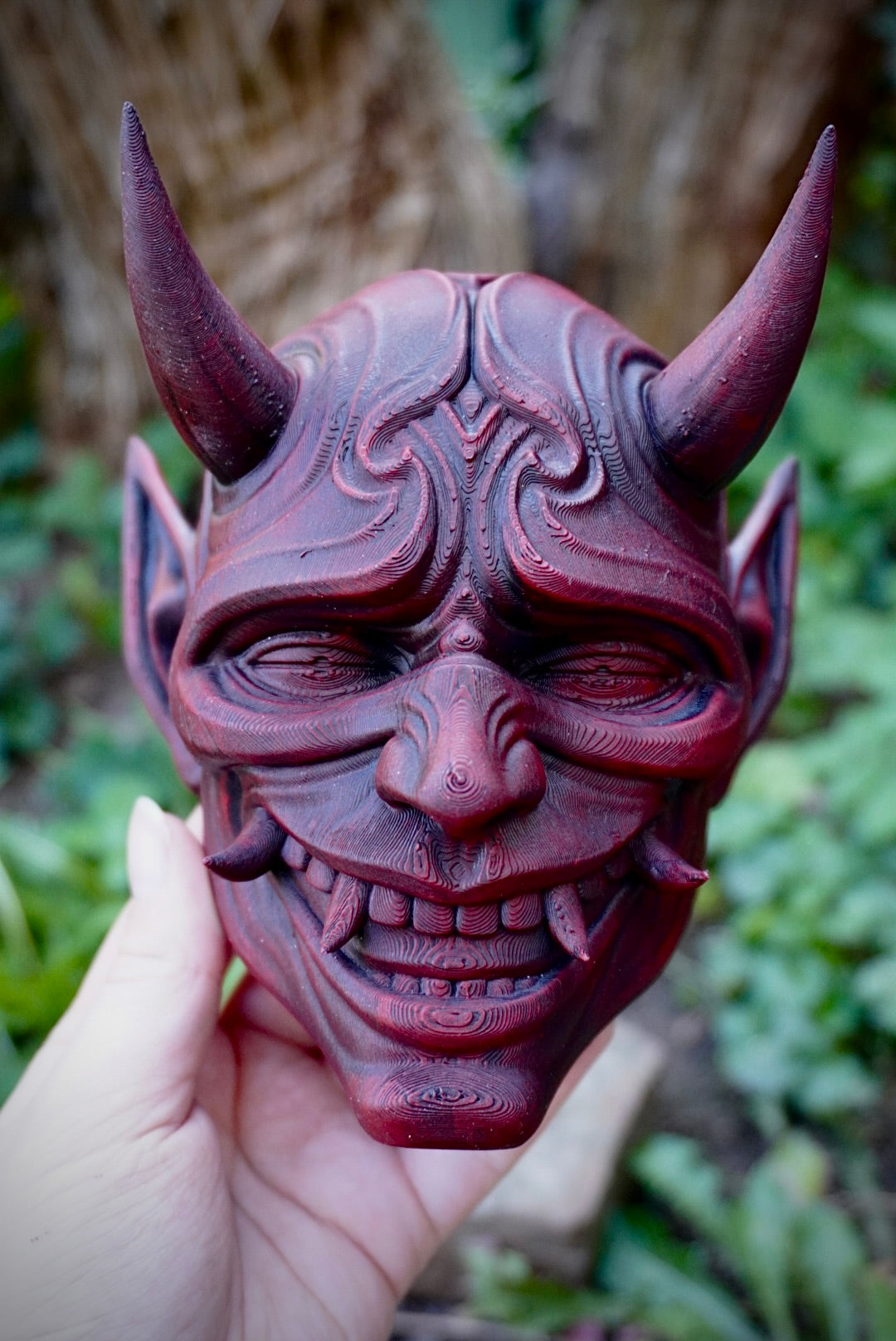 Masque oni, masque démon japonais, décoration japonaise, folklore japonais, japon traditionnel, Yokaï, Hannya, Daëlys Art