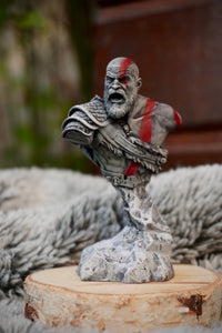 Gof of war, buste god of war, buste kratos, figurine kratos, nordique, viking, mythologie, Daëlys Art