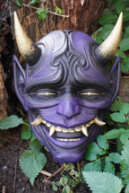 Masque oni, masque démon japonais, décoration japonaise, folklore japonais, japon traditionnel, Yokaï, Hannya, Daëlys Art, mempo, samouraï
