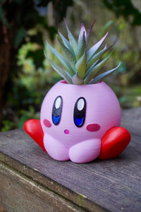 Kirby, figurine kirby, cute kirby, nintendo, Daëlys Art, pot de fleur kirby