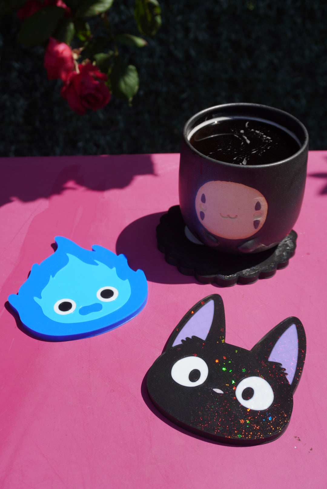 Calcifer, décoration murale Calcifer, ghibli, mignon, décoration mignonne, Daëlys Art, sous verre Ghibli, Jiji, Totoro