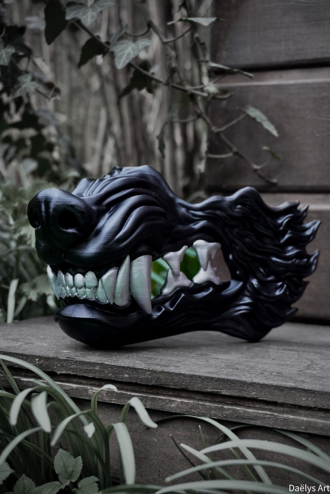 Masque oni, masque démon japonais, décoration japonaise, folklore japonais, japon traditionnel, Yokaï, Hannya, Daëlys Art, mempo, samouraï