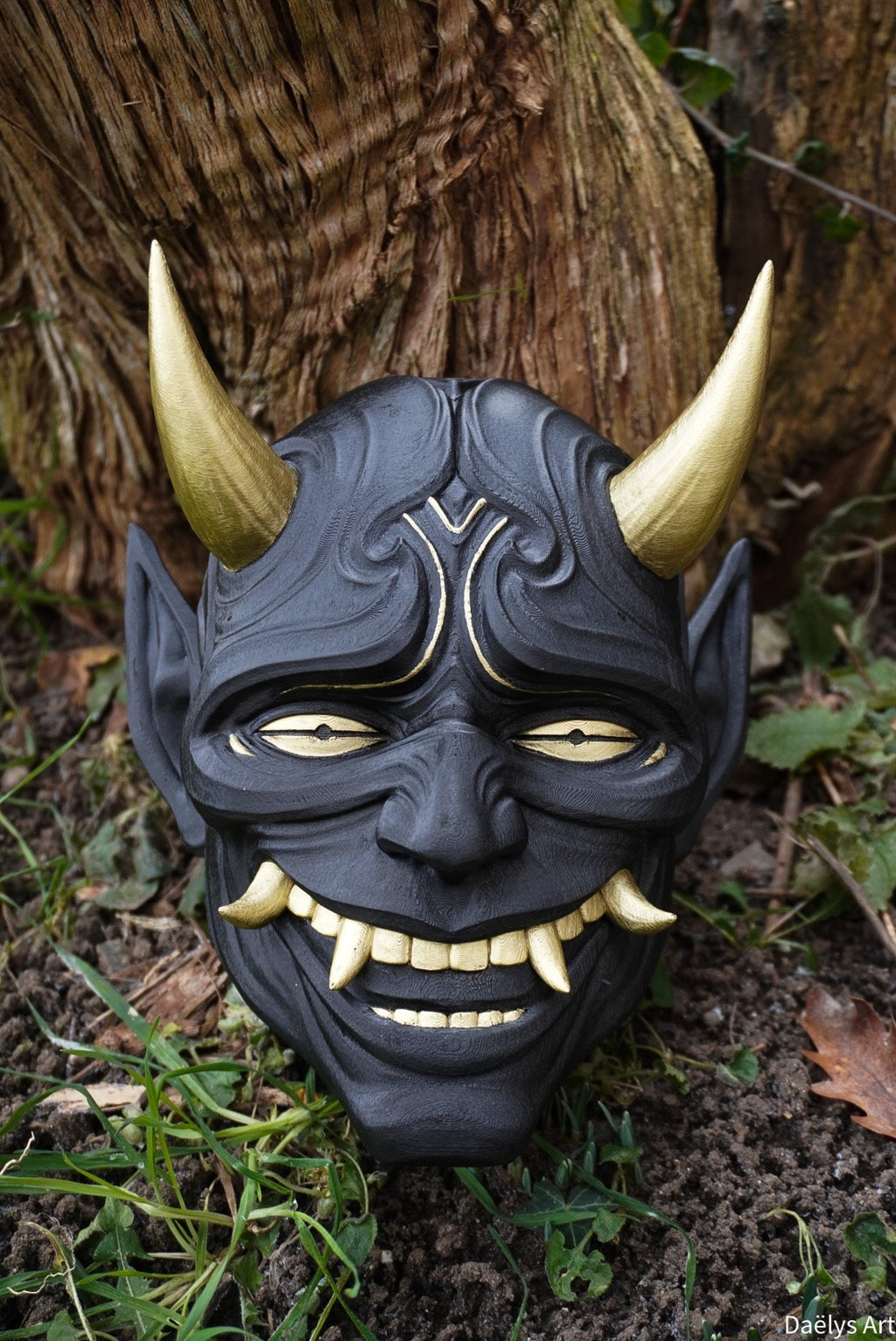 Masque oni, masque démon japonais, décoration japonaise, folklore japonais, japon traditionnel, Yokaï, Hannya, Daëlys Art