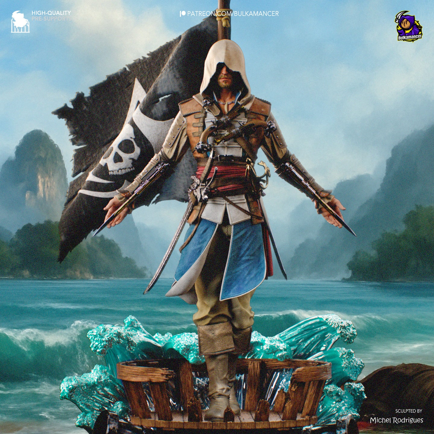 figurine Assassin's creed black flag  figurine edward kenway, figurine pirate, figurine a peindre
