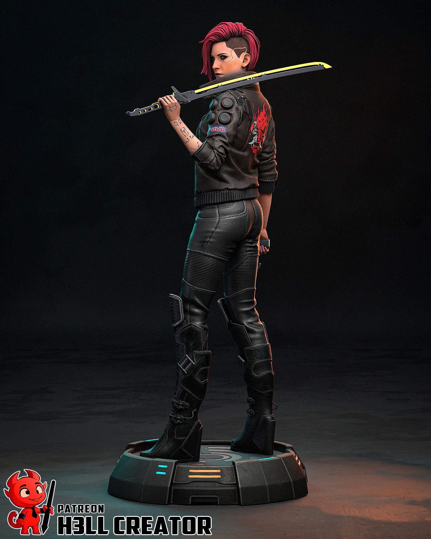 figurine a peindre, figurine V cyberpunk, samuraï, Jackie Wells