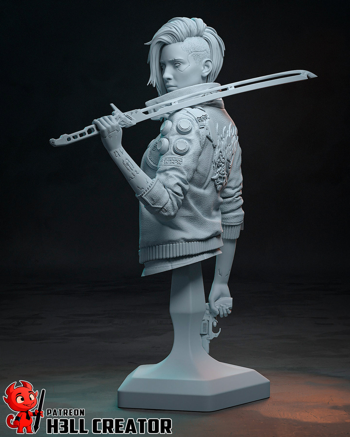 figurine a peindre, figurine V cyberpunk, samuraï, Jackie Wells
