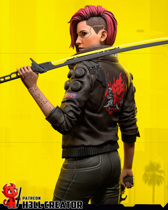 figurine a peindre, figurine V cyberpunk, samuraï, Jackie Wells