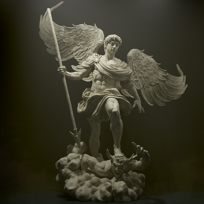 figurine a peindre, figurine archange michel, saint michel