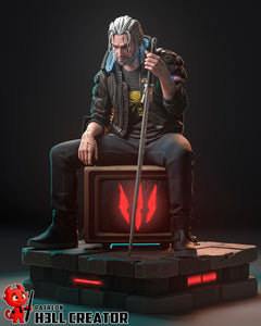 v cyberpunk, figurine cyberpunk , cyberpunk 2077, figurine a peindre, geralt de riv cyberpunk