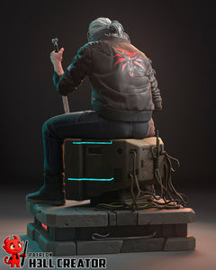v cyberpunk, figurine cyberpunk , cyberpunk 2077, figurine a peindre, geralt de riv cyberpunk
