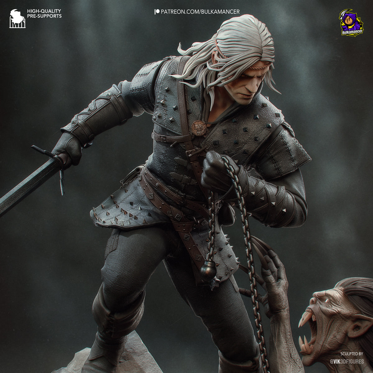 figurine geralt de riv, figurine the witcher, figurine sorceleur, figurine a peindre