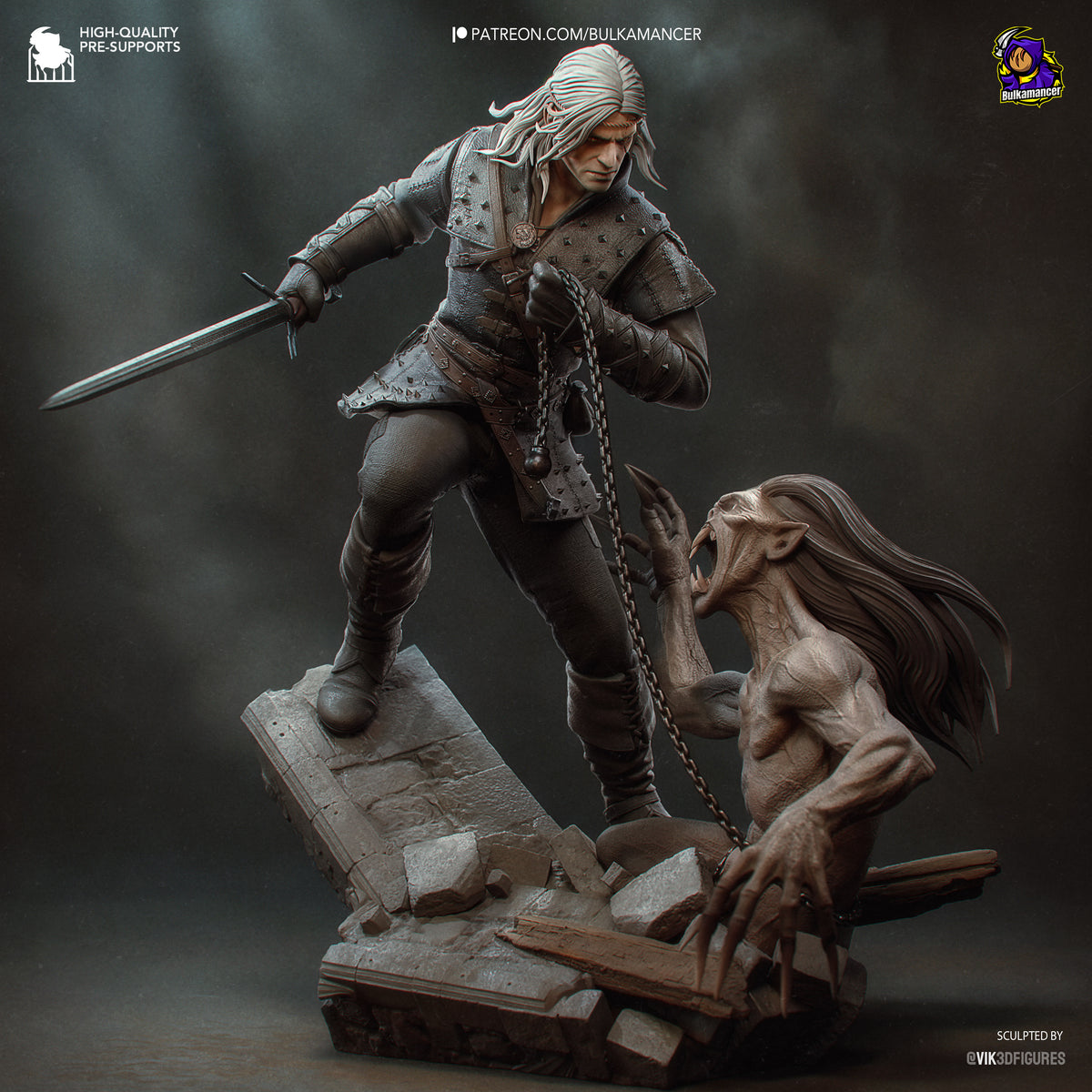 figurine geralt de riv, figurine the witcher, figurine sorceleur, figurine a peindre