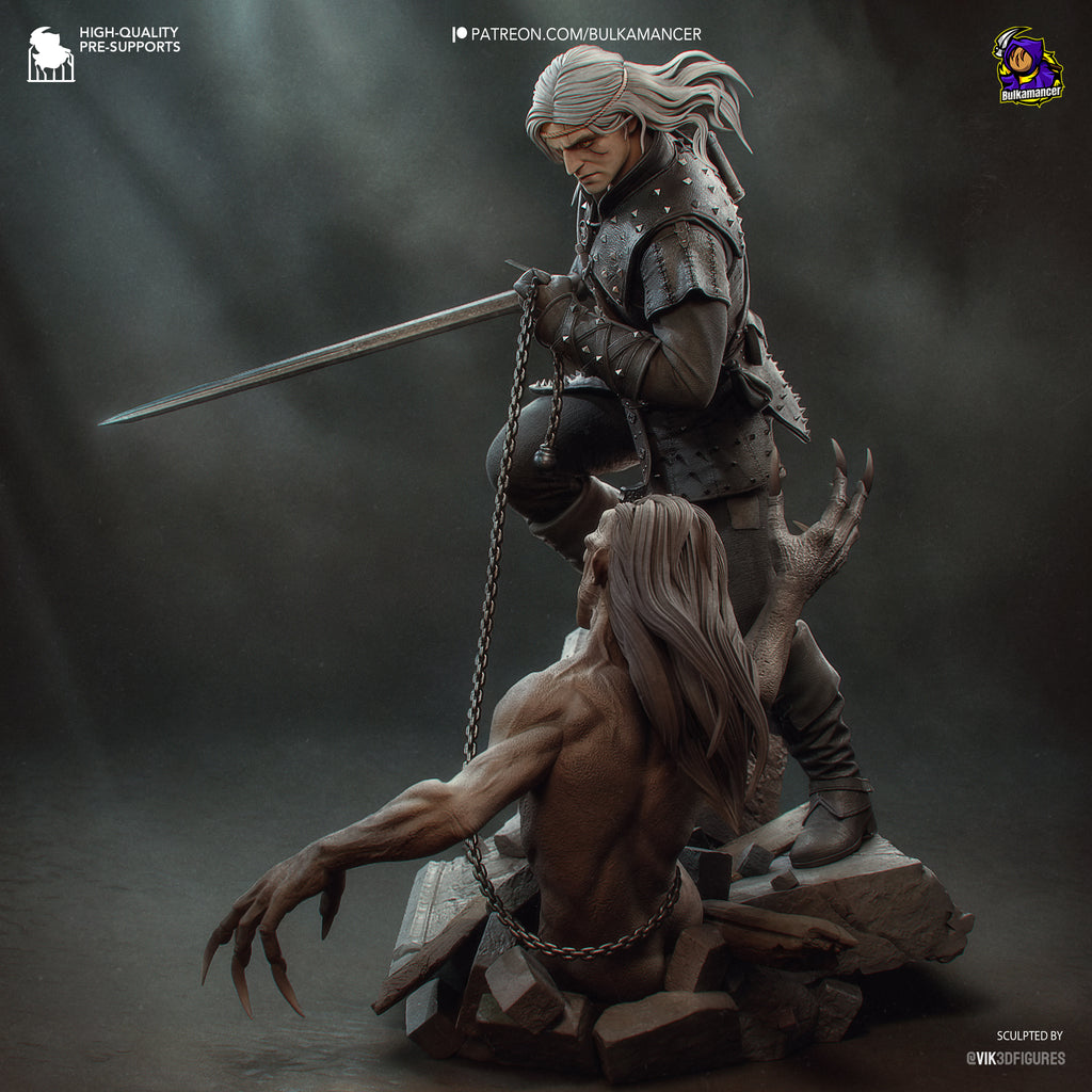 figurine geralt de riv, figurine the witcher, figurine sorceleur, figurine a peindre