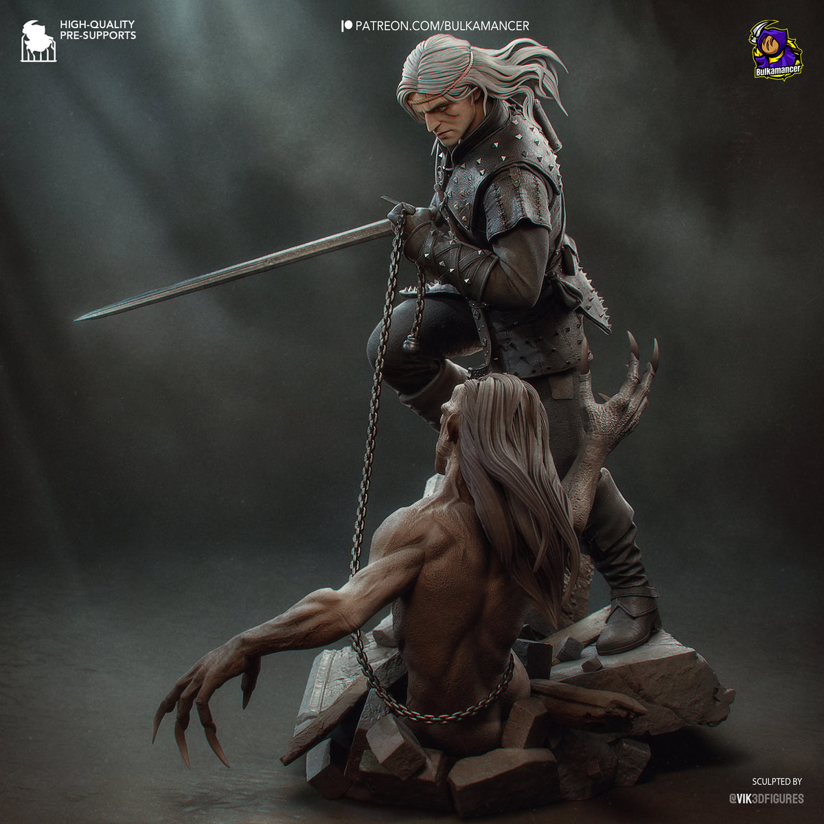 figurine geralt de riv, figurine the witcher, figurine sorceleur, figurine a peindre