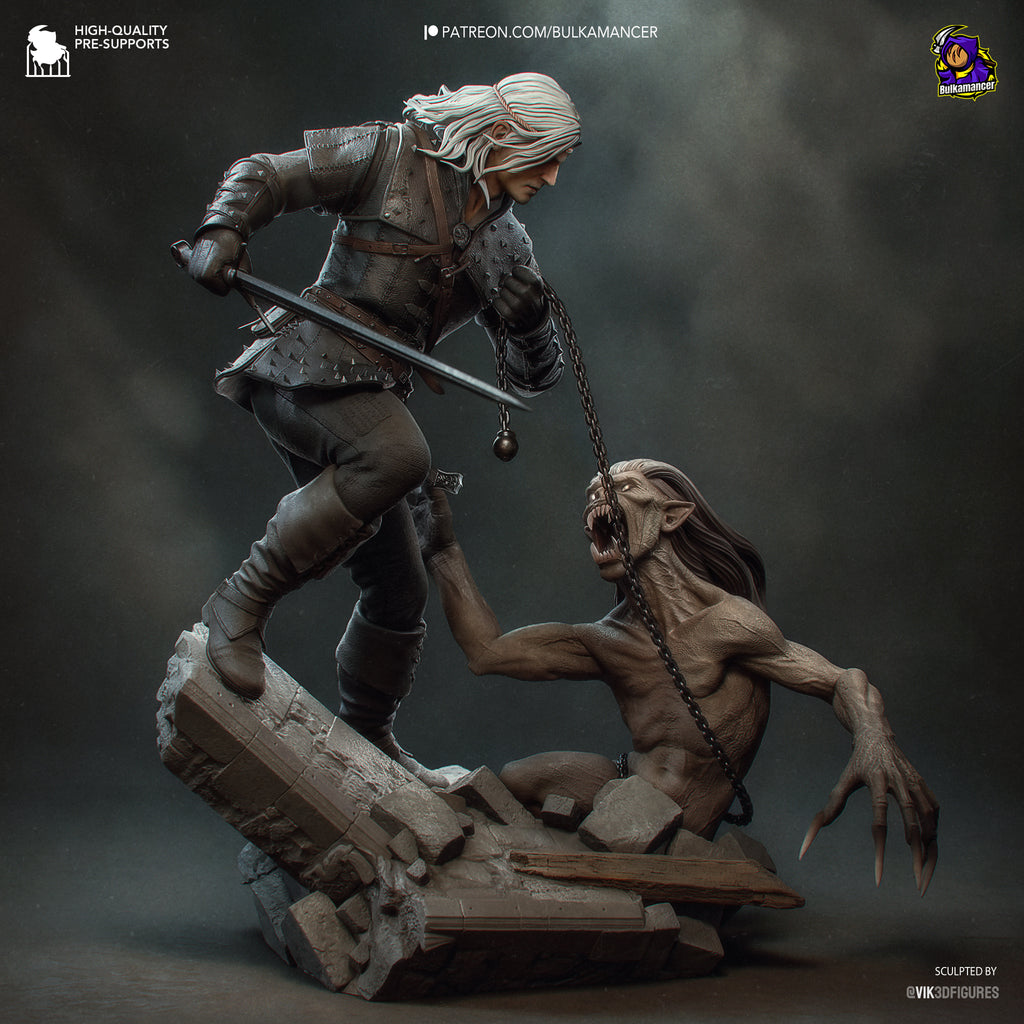 figurine geralt de riv, figurine the witcher, figurine sorceleur, figurine a peindre