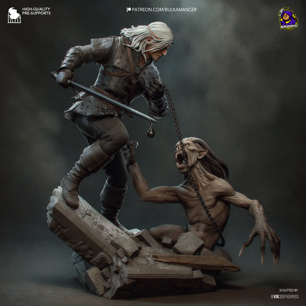 figurine geralt de riv, figurine the witcher, figurine sorceleur, figurine a peindre