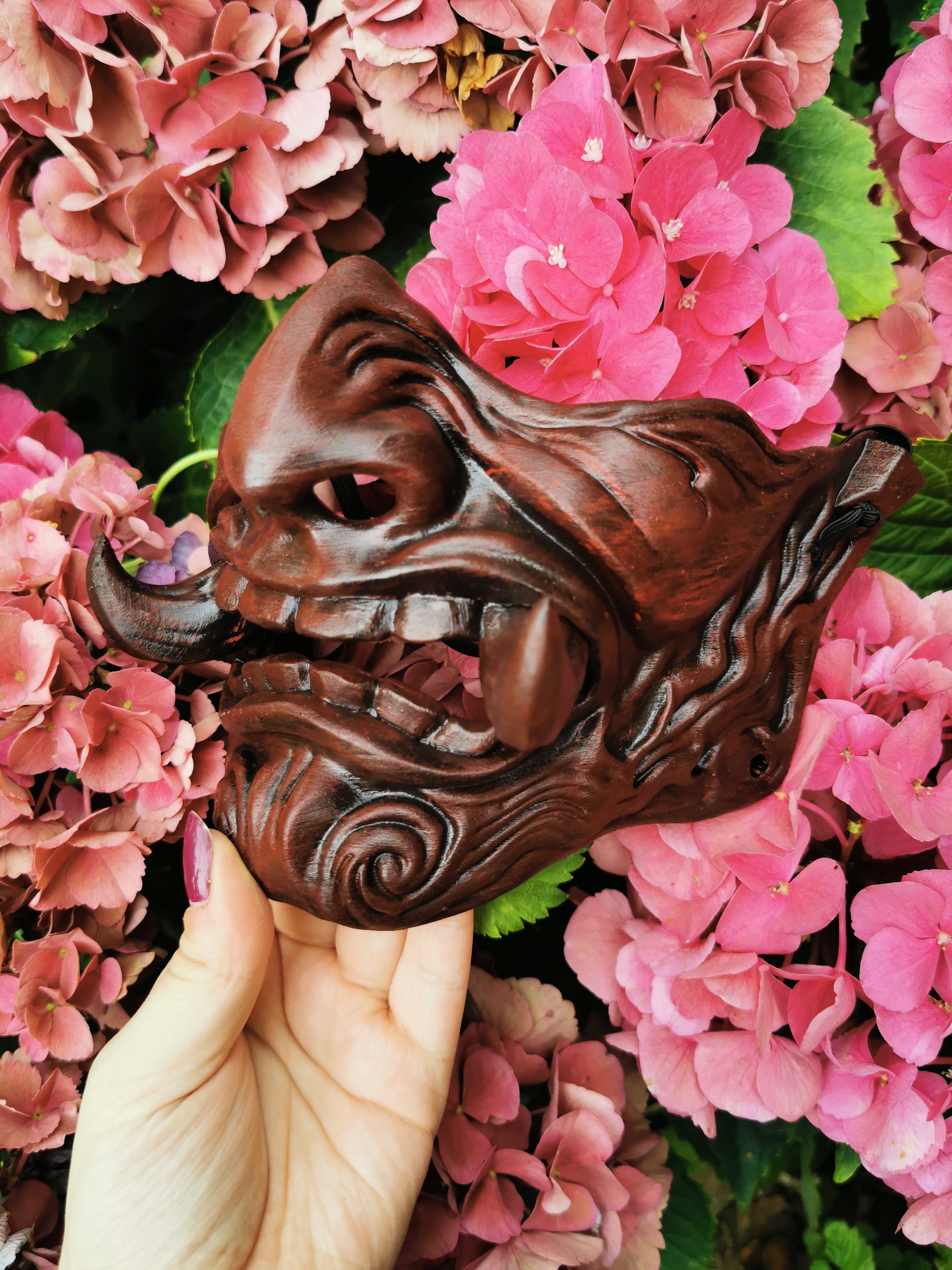 masque japonais, masque samouraï, oni, kitsune, masque hannya, samurai mask, japanese mask, japon, japan, manga, anime, demon slayer, naruto, cosplay, Daëlys Art