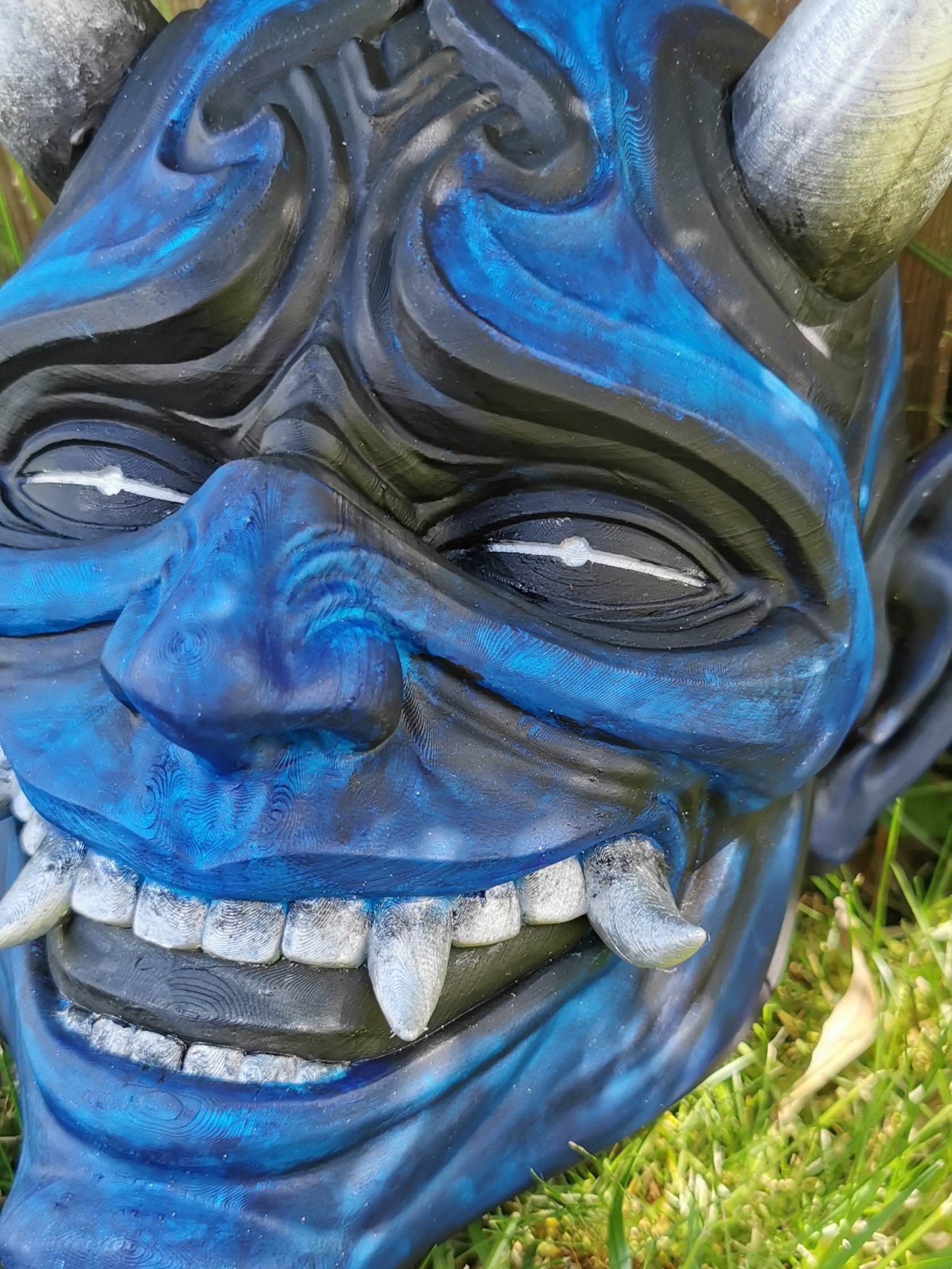 oni, décoration murale oni, décoration japonaise, masque oni, masque japonais, masque samuraï, oni wall decoration, japanese decor, samuraï props, hannya mask, masque hannya, décoration japonaise, manga, anime, Daëlys Art