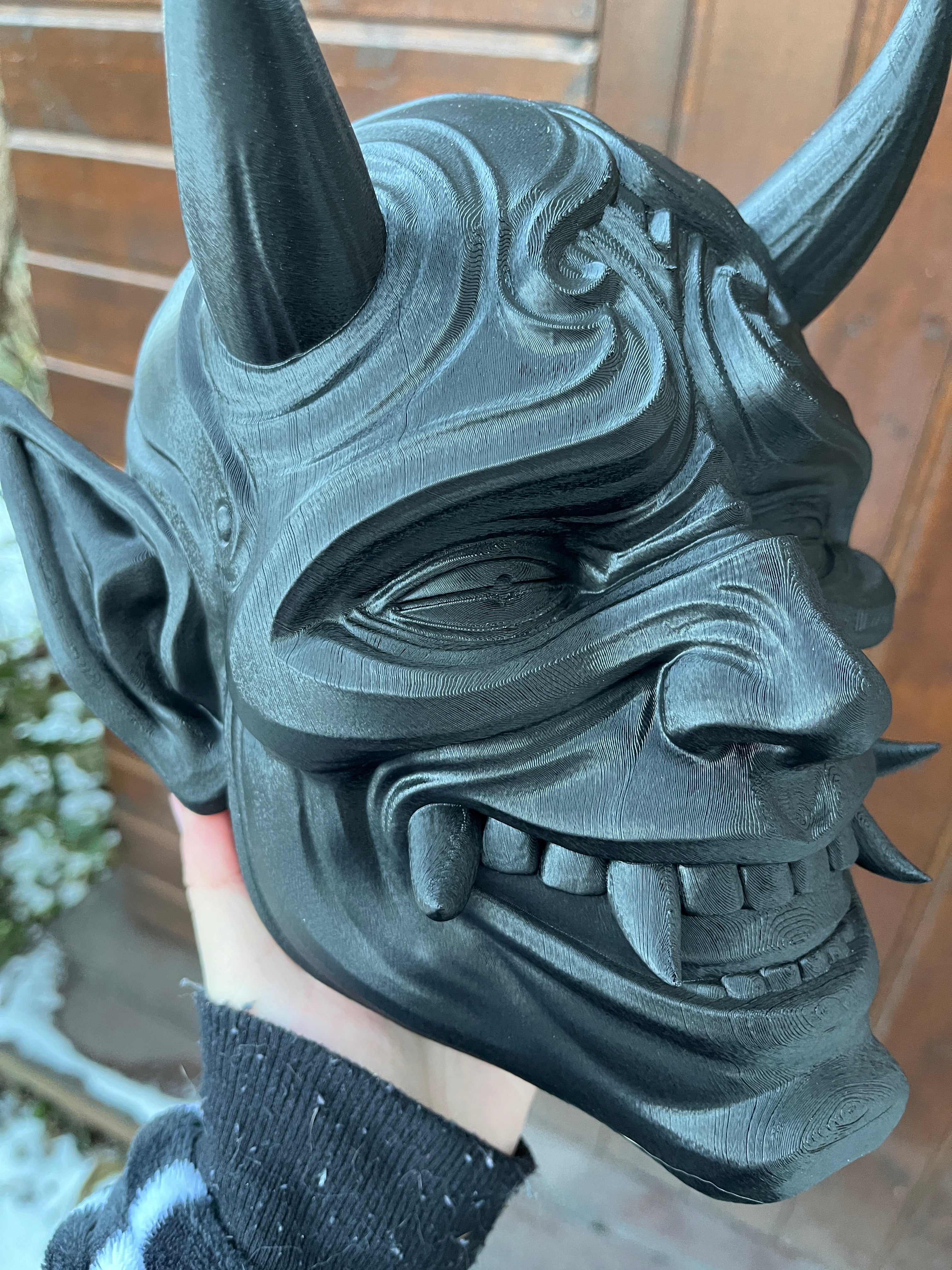 Masque Oni décoratif - brut