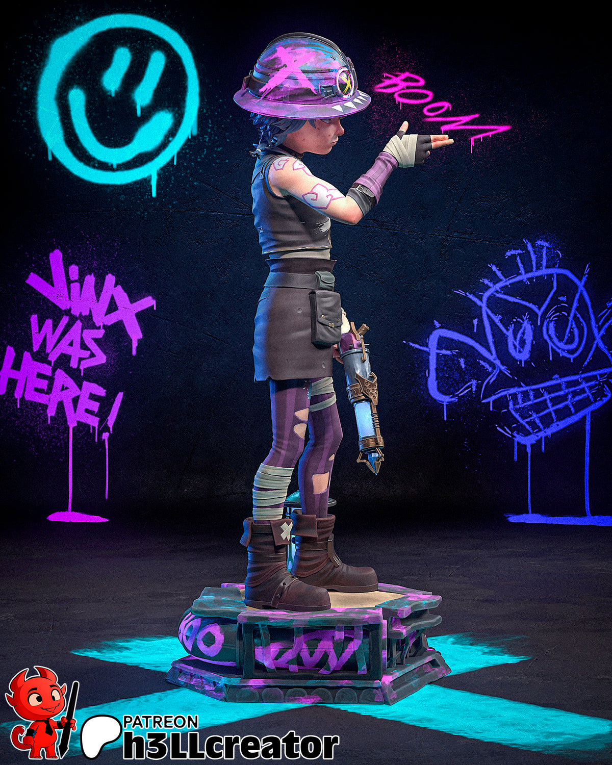 Figurine Arcane, figurine league of legends, figurine Isha, figurine Jinx