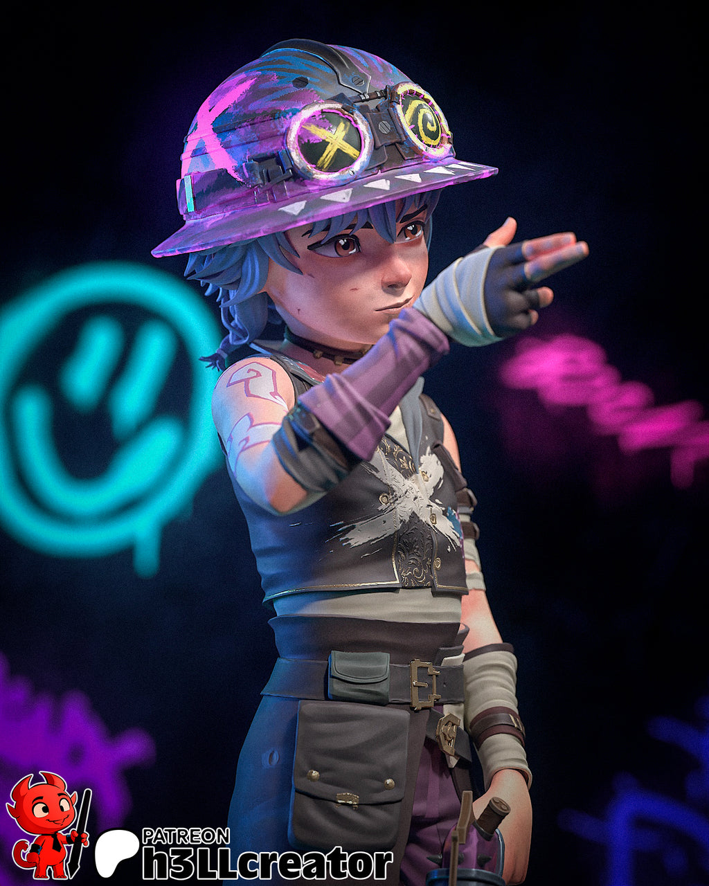 Figurine Arcane, figurine league of legends, figurine Isha, figurine Jinx
